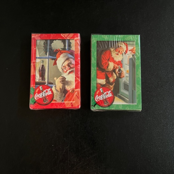 Coca-Cola Santa Shaped Tin with 2 Decks of Haddon Sundblom Santa Playing Cards - Picture 9 of 10